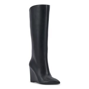 INC Womens Black Padded Goring Appile Pointed Toe Wedge Zip-Up Dress Boots 10 M